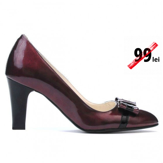 Women stylish, elegant shoes 1263 patent bordo+black