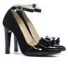 Women stylish, elegant shoes 1264 black antilopa+patent black