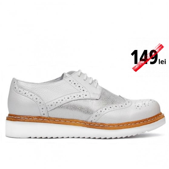 Pantofi casual dama 663-1 alb sidef combinat