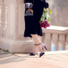 Women stylish, elegant shoes 1264 patent purple+black