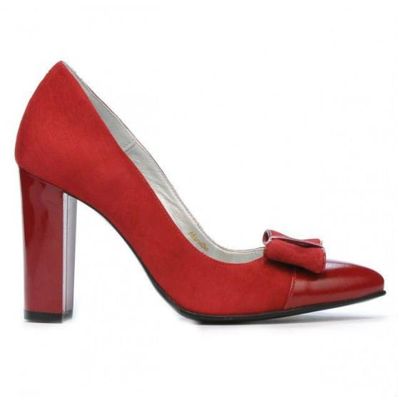 Women stylish, elegant shoes 1262 red antilopa combined