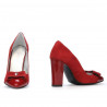Pantofi eleganti dama 1262 rosu antilopa combinat