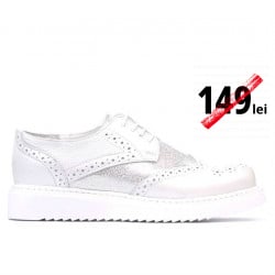 Pantofi casual dama 663-2 alb sidef combinat