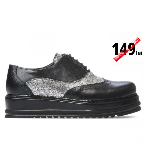 Pantofi casual dama 683-1 negru combinat