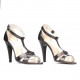 Women sandals 1239-1s patent brown pearl