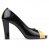 Women sandals 1219 patent black+beige
