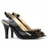 Women sandals 1224 patent black+beige
