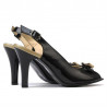 Women sandals 1224 patent black+beige