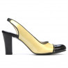 Women sandals 1216 patent beige+black