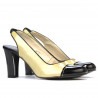 Women sandals 1216 patent beige+black