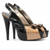 Women sandals 1223 patent black+beige