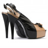 Women sandals 1223 patent black+beige