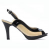 Women sandals 1225 patent black+beige
