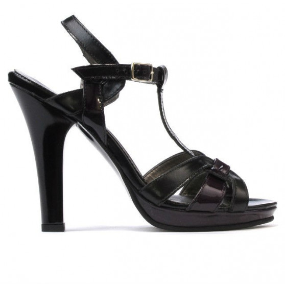 Women sandals 1098 patent black+purple