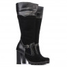Women knee boots 1140 black antilopa combined