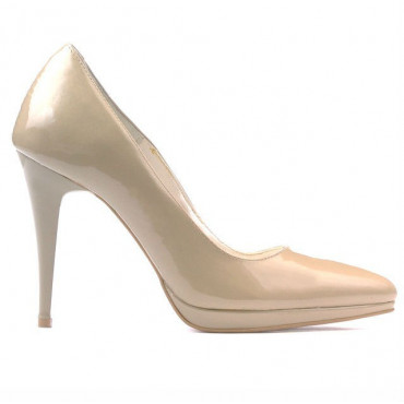Women stylish, elegant shoes 1244 patent beige