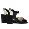Women sandals 5042 patent black+red
