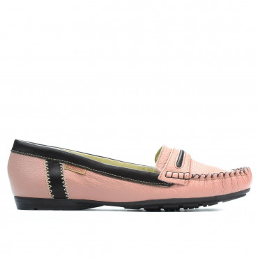 Women loafers, moccasins 619 pink+cafe