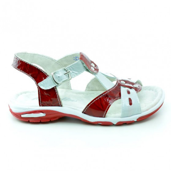 Small children sandals 10c patent red+white