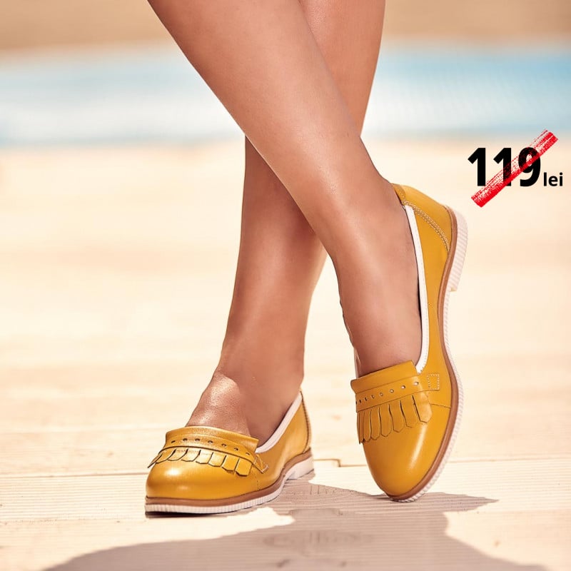 Pantofi casual dama 699 galben combinat lifestyle