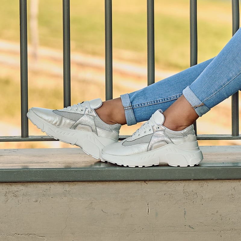 Pantofi sport dama 6015 alb sidef combinat lifestyle