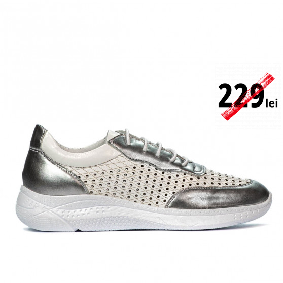 Pantofi sport dama 6024 argintiu+alb