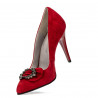 Women stylish, elegant shoes 1279 red antilopa