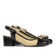 Women sandals 5013 patent black+beige
