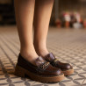 Women casual shoes 6041 croco brown combined lifestyle