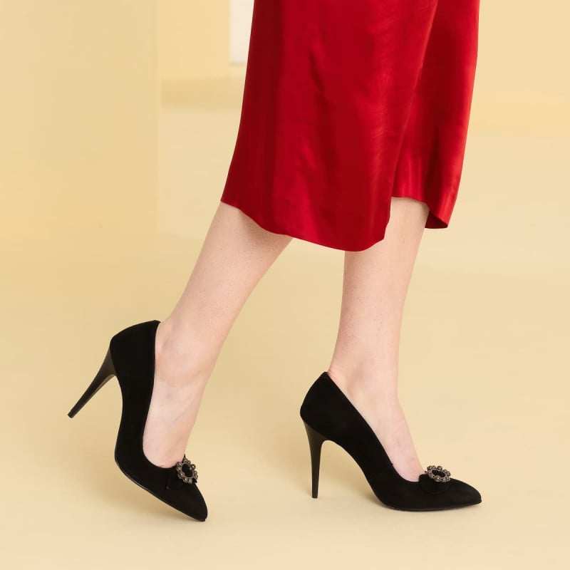 Pantofi eleganti dama 1279 negru antilopa lifestyle