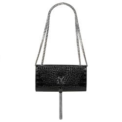 Women shoulder bag 008g croco patent black