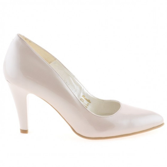 Women stylish, elegant shoes 1234 patent beige pearl