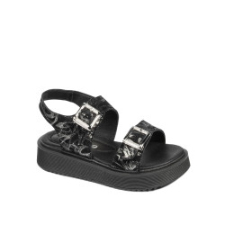 Small children sandals 81c black+silver