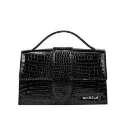 Women shoulder bag 028g 01 croco patent black