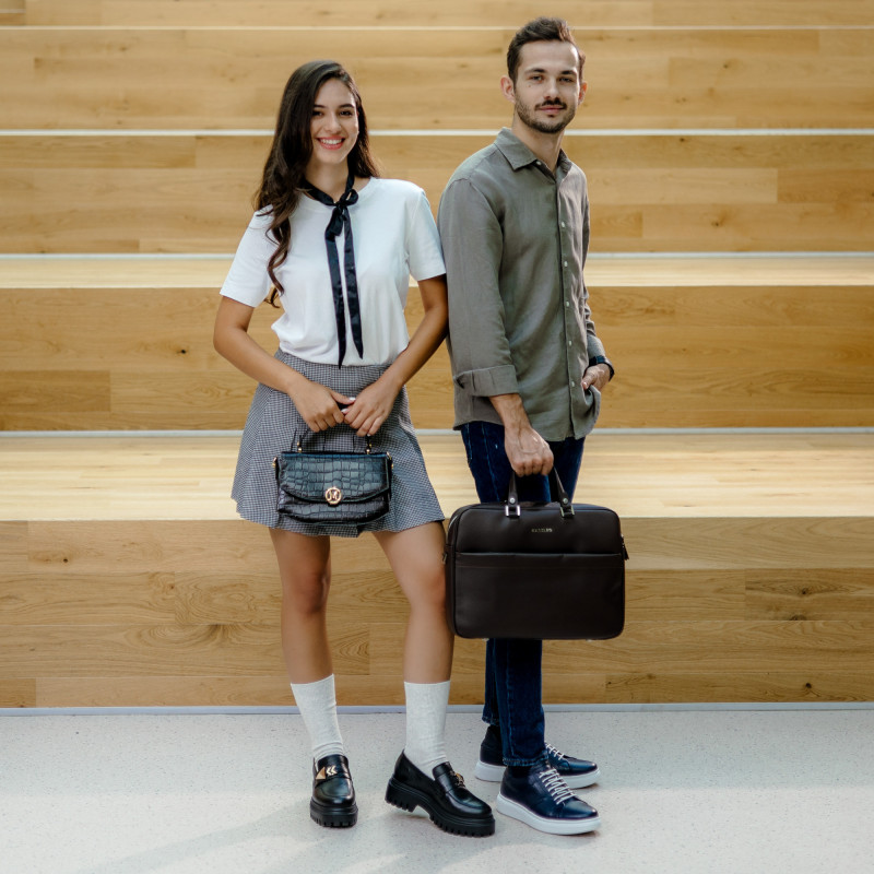 Geanta de mana 023g croco negru lifestyle