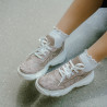 Pantofi sport dama 6053 bej camuflaj combinat lifestyle