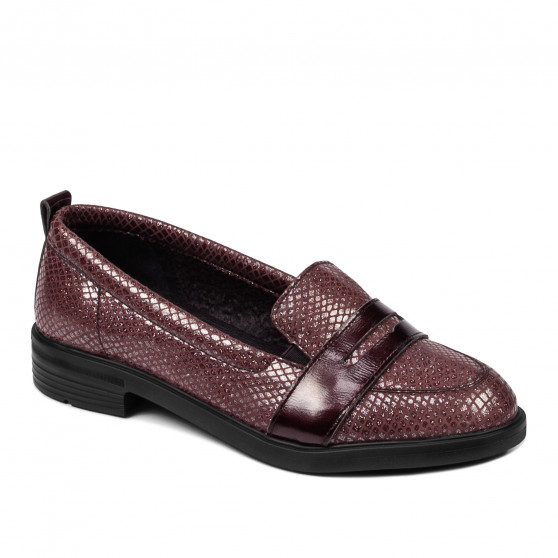 Pantofi casual/eleganti dama 6037 bordo sidef combinat