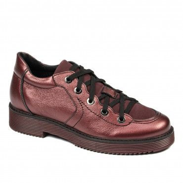 Pantofi casual dama 6026 bordo sidef combinat