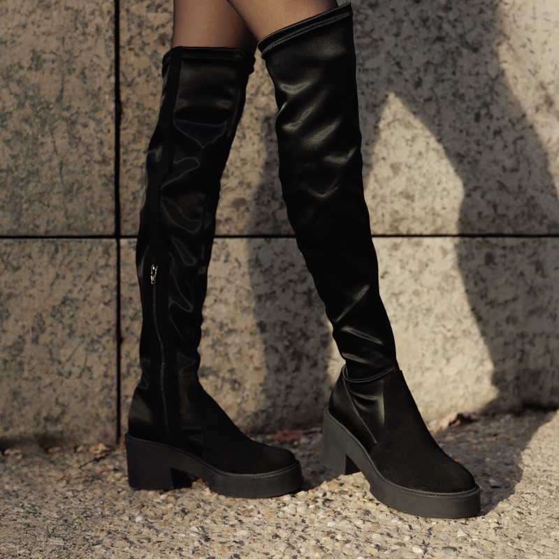 Cizme dama 3405 bufo negru combinat lifestyle