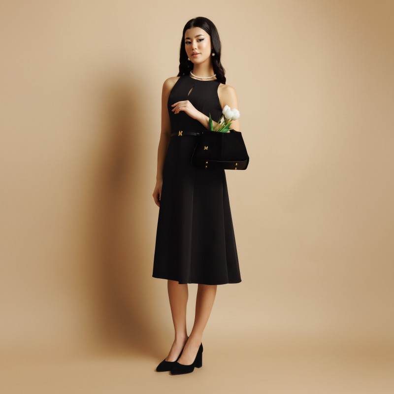 Geanta dama de mana 037g suede negru lifestyle