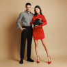 Women stylish, elegant shoes 1311 saten red
