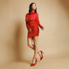Women stylish, elegant shoes 1311 saten red