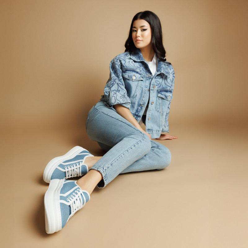 Pantofi sport dama 6089 jeans bleu combinat lifestyle
