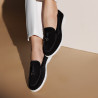 Women loafers, moccasins 6082 black velour