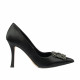 Pantofi eleganti dama 1339 satin negru