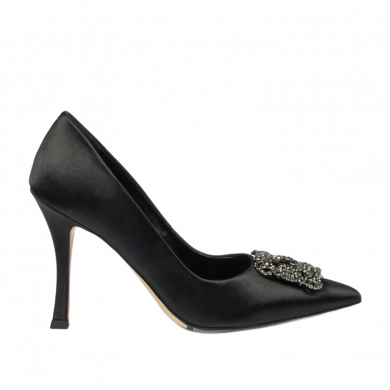 Women stylish, elegant shoes 1339 saten black