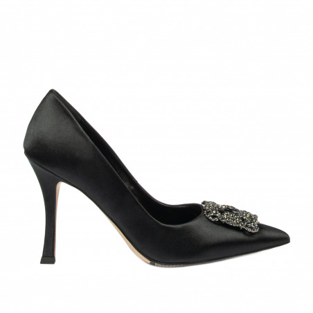 Women stylish, elegant shoes 1339 saten black