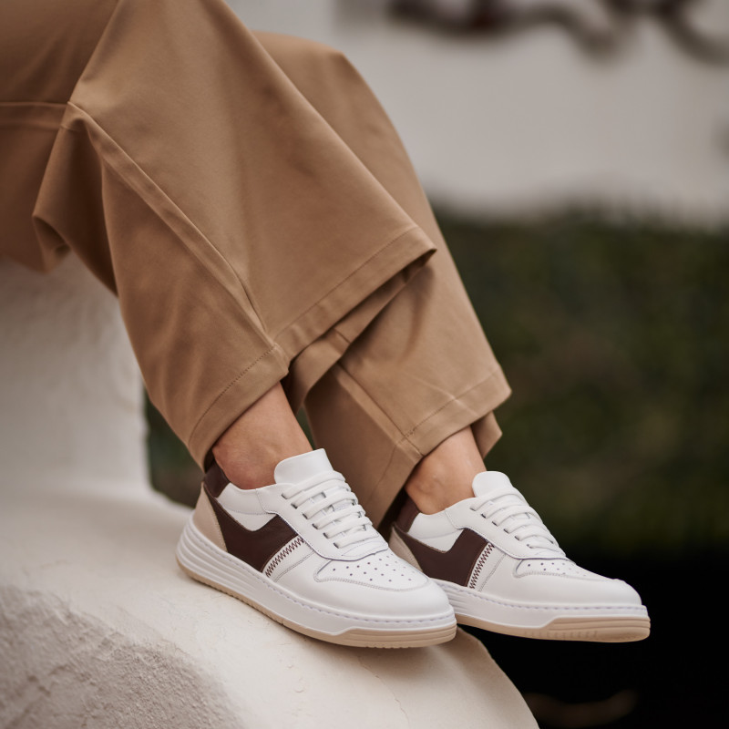 Pantofi sport dama 6088 alb+bej lifestyle