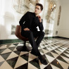 Men stylish, elegant shoes 985 black florantic