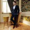 Men stylish, elegant shoes 985 brown